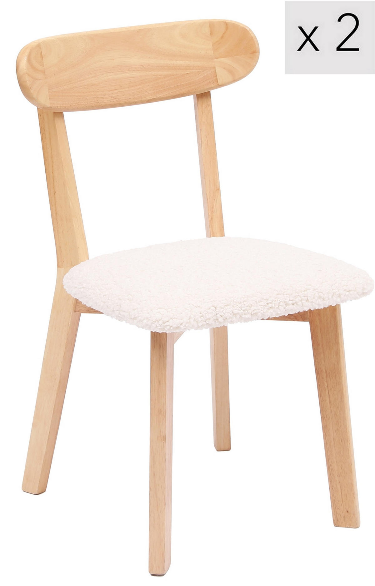 STUHL 2er-Set Holz Weiß - Weiß, Holz (41/79/56cm) - Nordlys