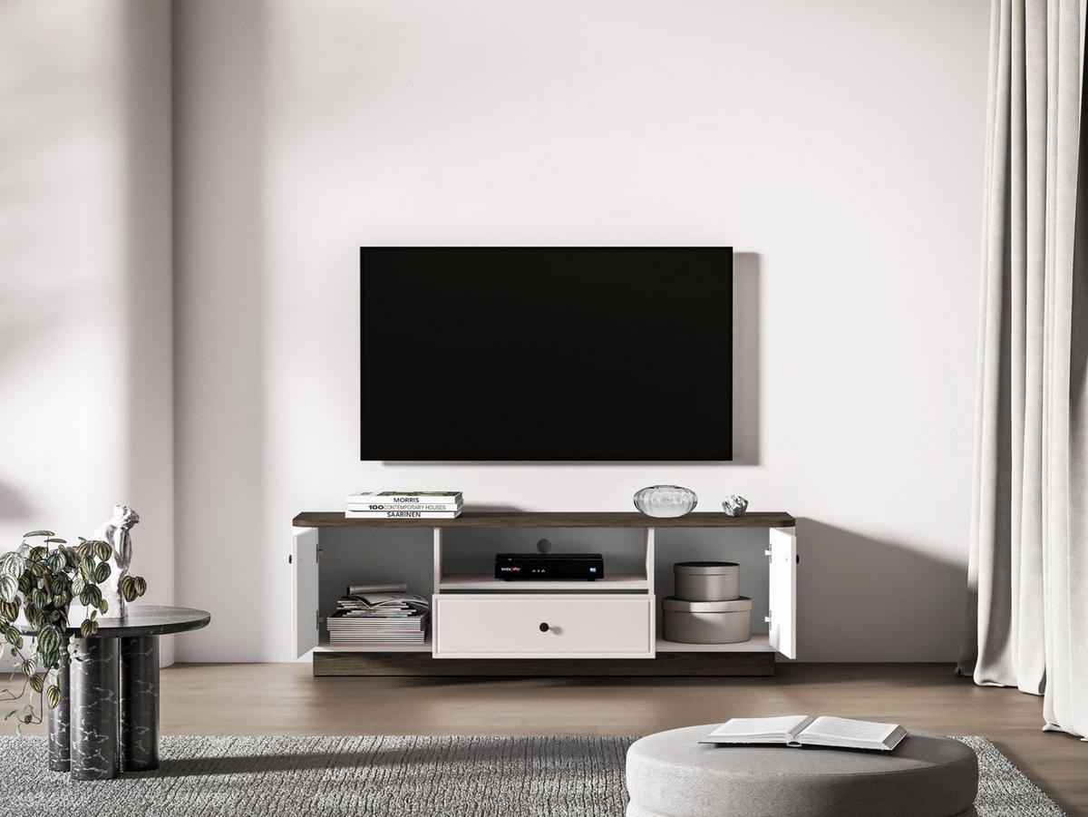 TV-LOWBOARD Vilavio Kaschmir/Eicheoptik Dunkel 160 cm - Taupe/Dunkelbraun, Holzwerkstoff/Metall (160/50/40cm) - Selsey