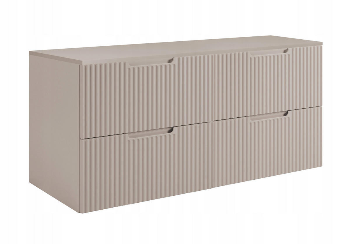 WASCHBECKUNTERSCHRANK VENA 120 cm mit Arbeitsplatte Farbe: Kaschmir gerillte Vorderseite Kaschmir - Kaschmir, Holzwerkstoff (120/58/46cm) - Rodan