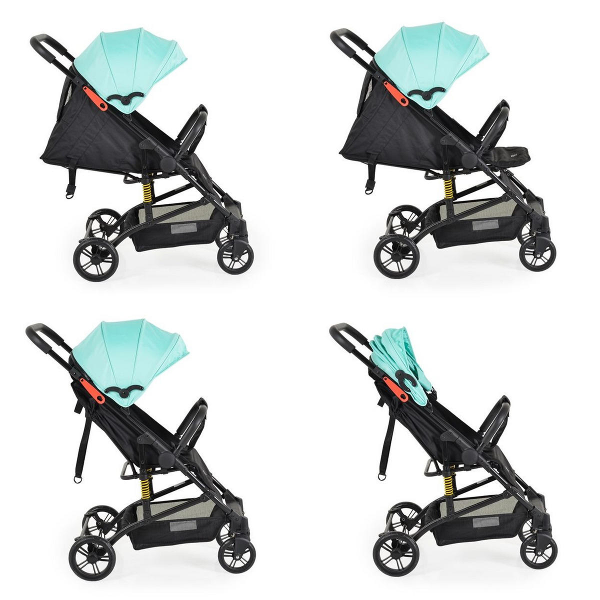 KINDERWAGEN Colibri türkis faltbar, verstellbar, 5-Punkt-Gurt, ab 6 Monaten - Türkis, Metall (75/51/97cm) - Moni