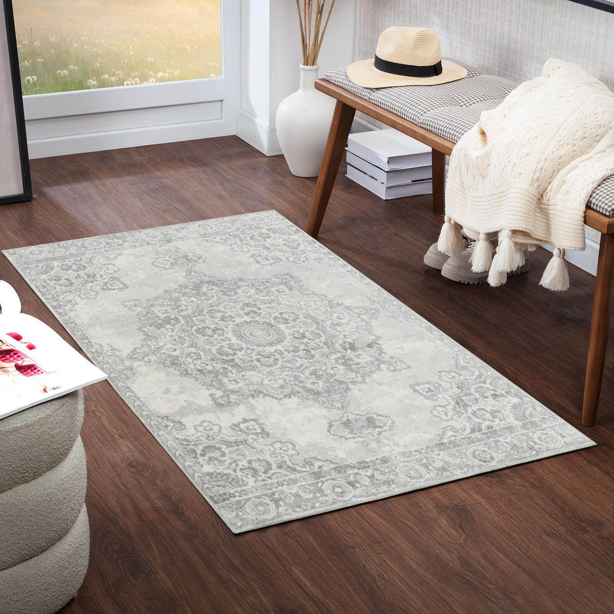 VINTAGE-TEPPICH 80/150 cm Grau - Grau, Naturmaterialien/Textil (80/150cm) - LIVABLISS