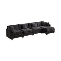 SOFA modular Chenille Schwarz - Schwarz, Holz (75/84/380cm) - Meubliv