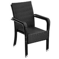 RATTANSTUHL 2er Set Girona,58 x 67 x 90 cm, Belastbarkeit 120 kg,schwarz - Schwarz, Kunststoff (58/90/67cm) - tectake