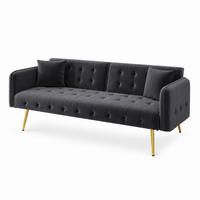 2-SITZER SCHLAFSOFA Samt Antikgrau mit verstellbarer Rückenlehne und Armlehnen - Grau, Textil/Metall (178/70/82cm) - WISHDOR