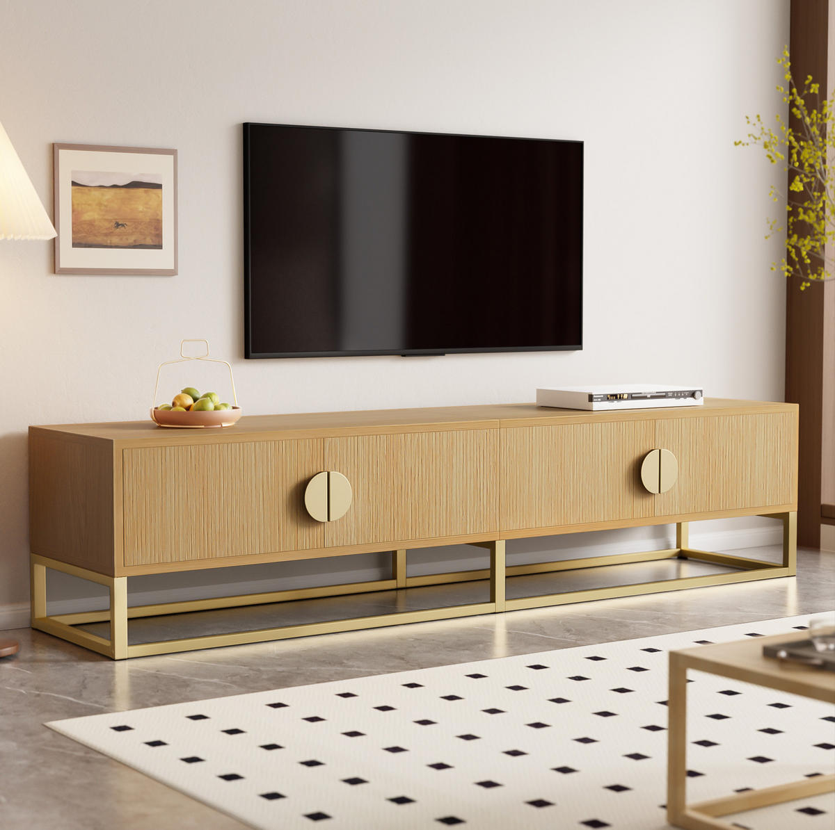 TV-LOWBOARD aus MDF und Spanplatte 180x40x40 cm Holzfarben mit 4 Türen und Soft-Close - Braun, Holzwerkstoff (180/40/40cm) - IVMEU
