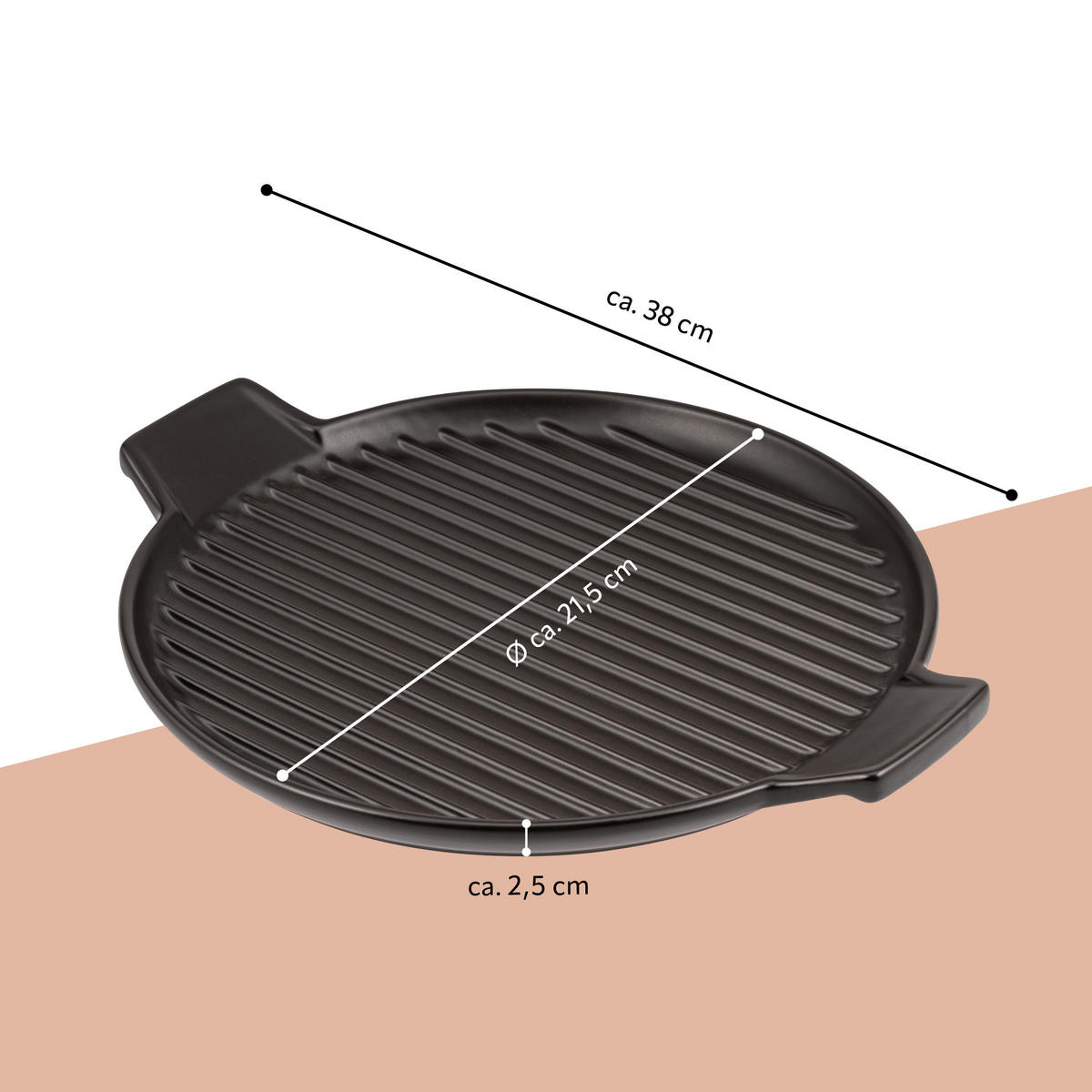 GRILLPFANNE, schwarz, Steingut - Schwarz, Keramik (38/2.5/21.5cm) - bremermann