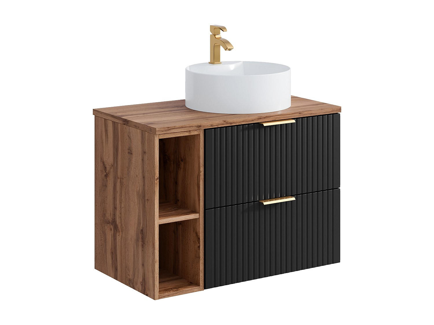 EINZELWASCHTISCH - 80cm x 46cm - MDF - schwarz - ZEVARA - Schwarz, Holz (80/57/46cm) - Vente-Unique