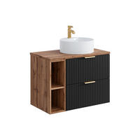 EINZELWASCHTISCH - 80cm x 46cm - MDF - schwarz - ZEVARA - Schwarz, Holz (80/57/46cm) - Vente-Unique