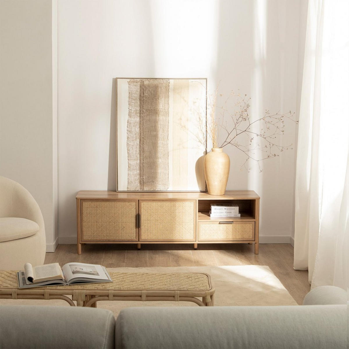 TV-ELEMENT Bent Natürlich 160 cm x 50 cm - Naturfarben, Holzwerkstoff (160/50/40cm)