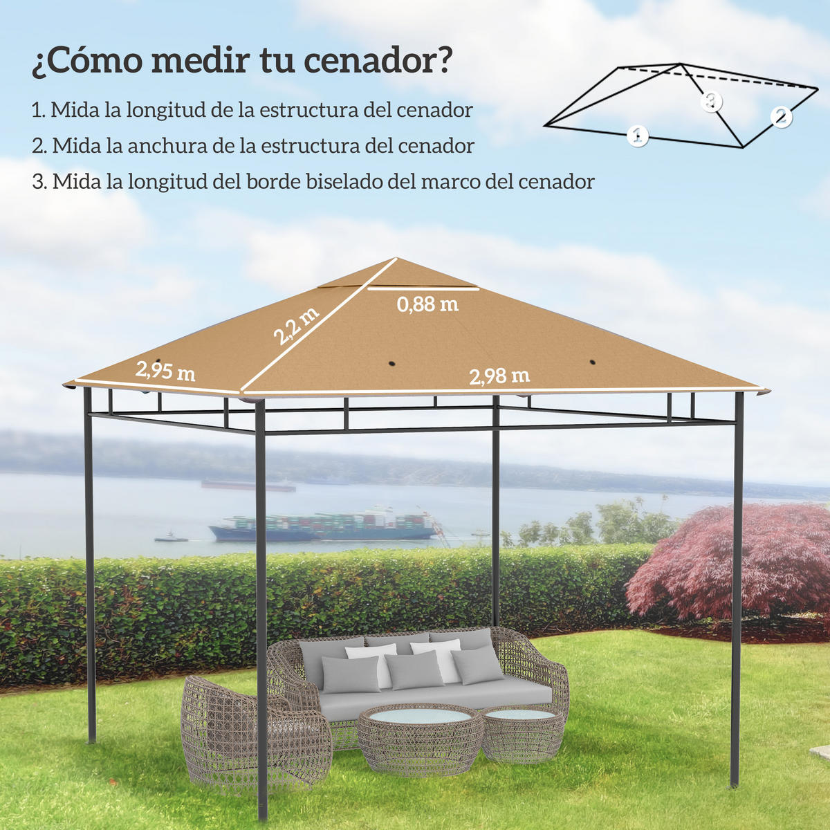 ERSATZDACH, 300x300 cm für Pavillon mit 8 Entwässerungslöchern, beige - Multicolor, Kunststoff (298/295cm) - FORIOUS