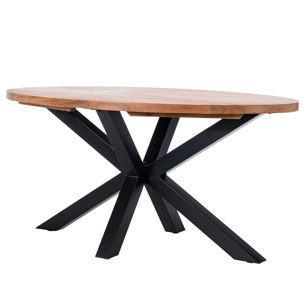 ESSTISCH mit Massivholzplatte - Akazie massiv / Eisen - Akazie Braun / Schwarz - Akaziefarben, Holz/Metall (90/160/76cm) - home24