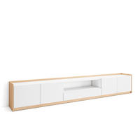 TV-SCHRANK, Lowboard, Weiß und Eiche Soft, 310/37/50cm - Weiß, Holzwerkstoff (310/50/37cm) - Skraut Home