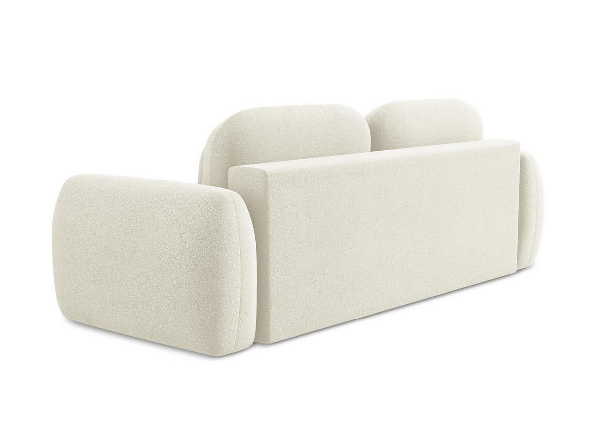 3-SITZER SOFA mit Schlaffunktion Bouclé Stoff Beige - Hellbraun/Schwarz, Holzwerkstoff/Kunststoff (266/95/121cm) - LaMiaSofa