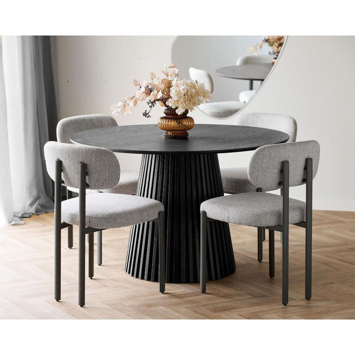 ESSZIMMERSTUHL, Aase, Grau, Stoff, 53 x 50 x 81 cm - Grau, Textil/Metall (53/81/50cm) - ebuy24