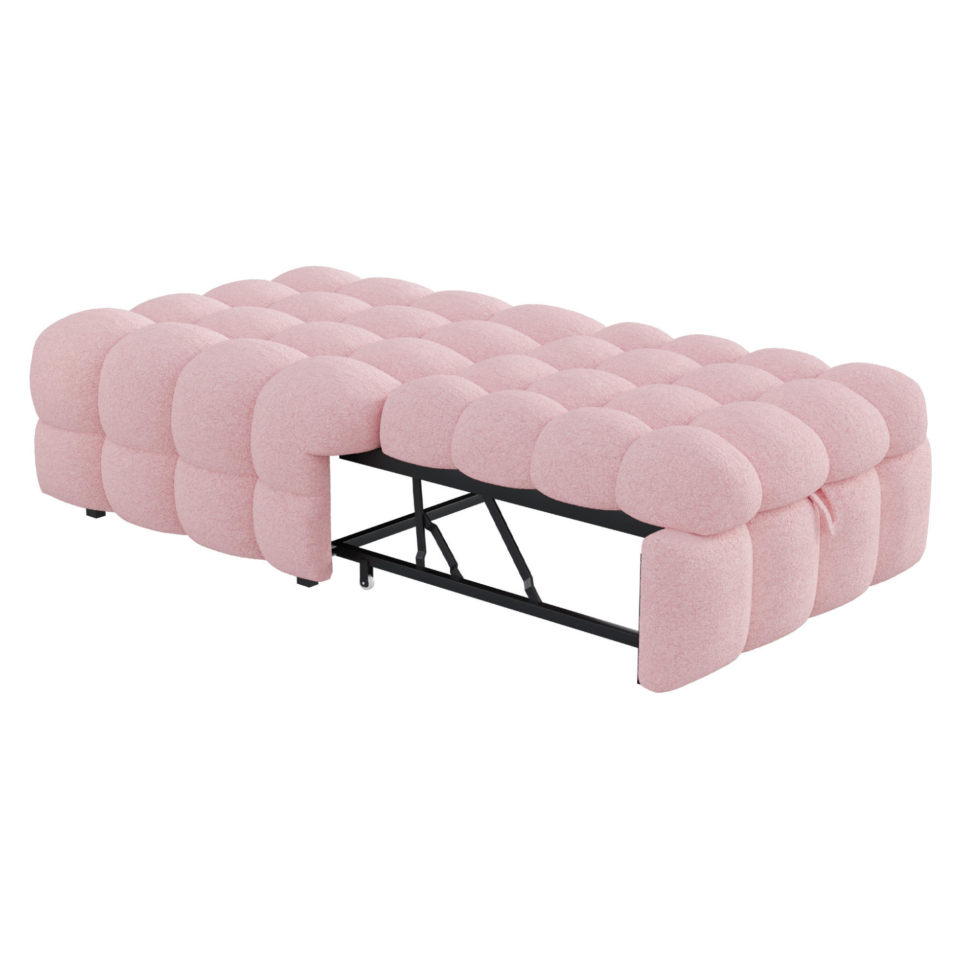 OKWISH ROZKLÁDACÍ křeslo 183/76/42 cm růžové z imitace beránčí kůže 2 v 1