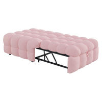 SCHLAFSOFA 183/76/42 cm Rosa 2-in-1 Schlafsofa aus Teddy-Stoff mit Fußhocker - Rosa, Textil (76/42/183cm) - OKWISH
