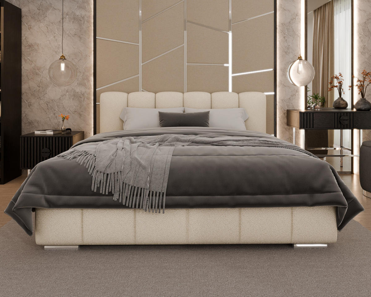 POLSTERBETT Zaira 180x200cm – Elegantes Polsterbett für modernen Wohnstil , ohne matratze, beige - Beige, Holz (180/200cm) - Homesy