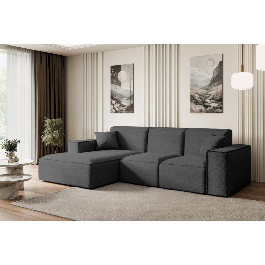 Thumbnail - Altdecor Ecksofa, Grau, Textil, 6-Sitzer, L-Form, Ottomane links, 266x165 cm, Wohnzimmer, Sofas & Couches, Wohnlandschaf...