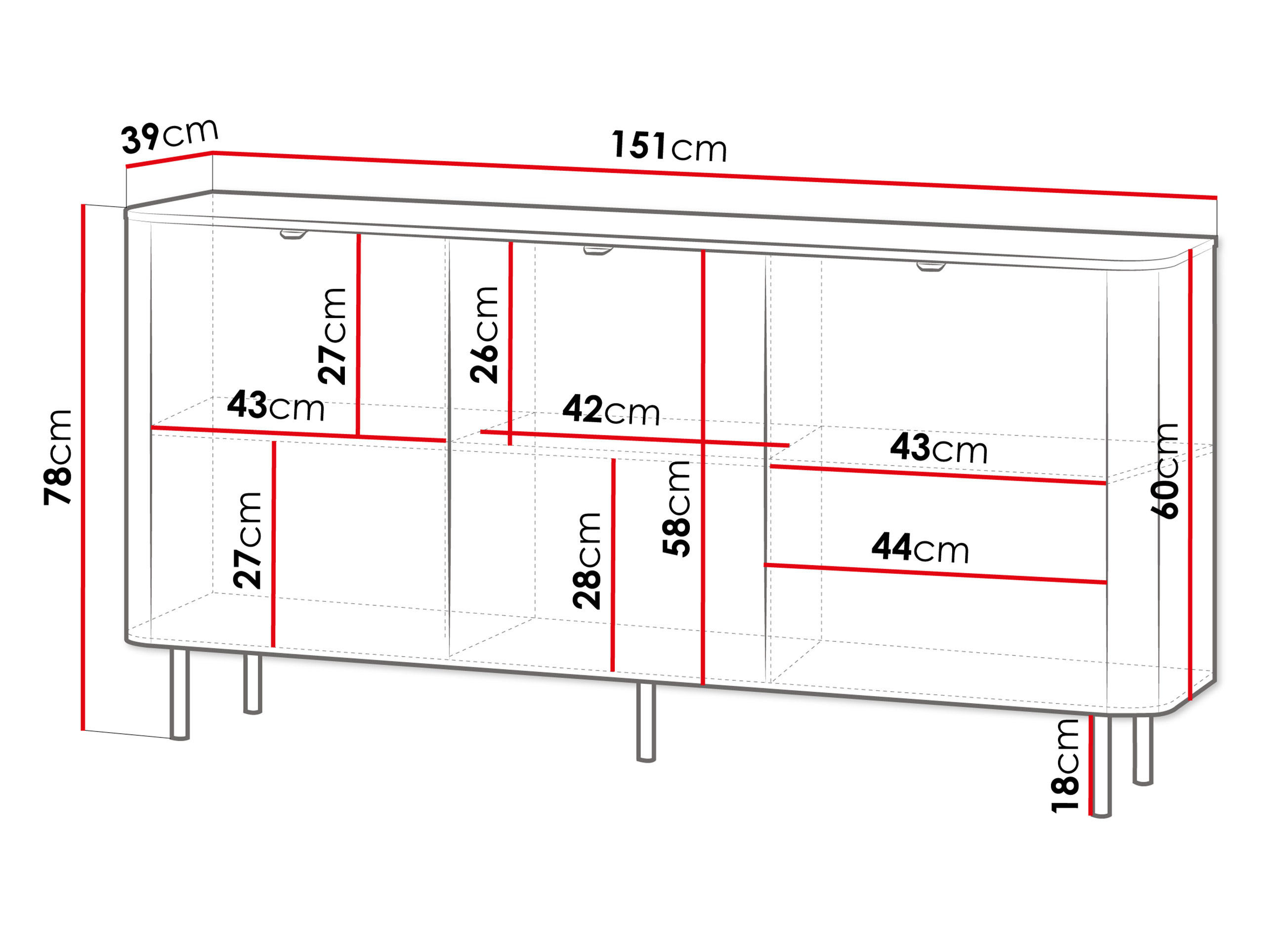 Thumbnail - Mirjan24 Kommode, Schwarz, Nussbaum, Metall, Rechteckig,Rechteckig, 151x78x39 cm, Wohnzimmer, Kommoden & Sideboards, Kom...
