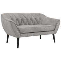 2-SITZER-SOFA PIRS - Hellgrau Velvet - Schwarze Beine - Hellgrau/Schwarz, Holzwerkstoff/Textil (140/75/74cm) - MKS