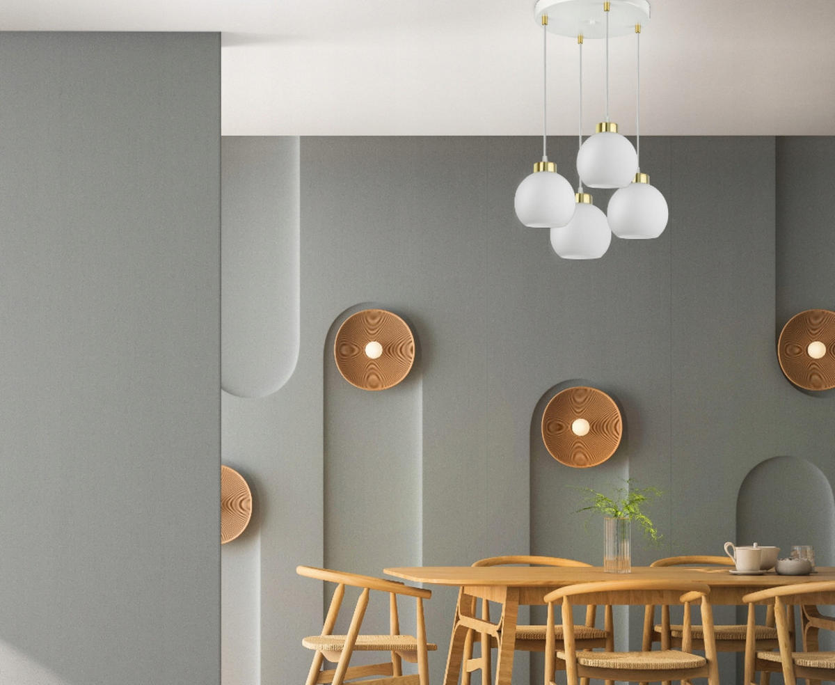 PENDELLEUCHTE GOLDGLAS - Goldfarben/Weiß, Glas/Metall (40/40/80cm) - kiki design