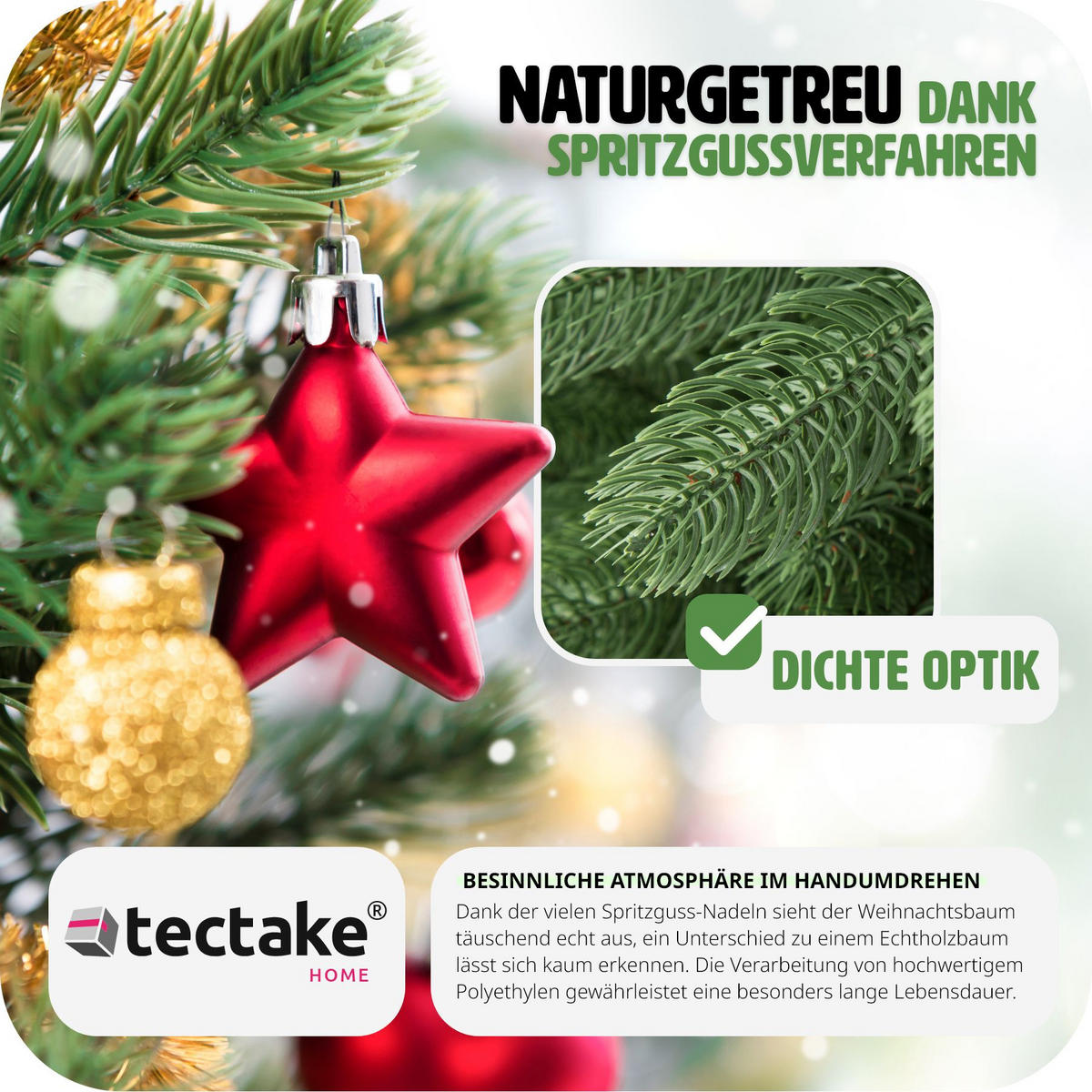 WEIHNACHTSBAUM ,inklusive Metallständer mit Kunststoffkappen,grün - Grün, Kunststoff (140cm) - tectake