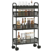 KÜCHENWAGEN DE-17141 3 ausziehbare Körbe & obere Ablage Schwarz - Schwarz, Metall (19/80/43.2cm) - ComfortXL