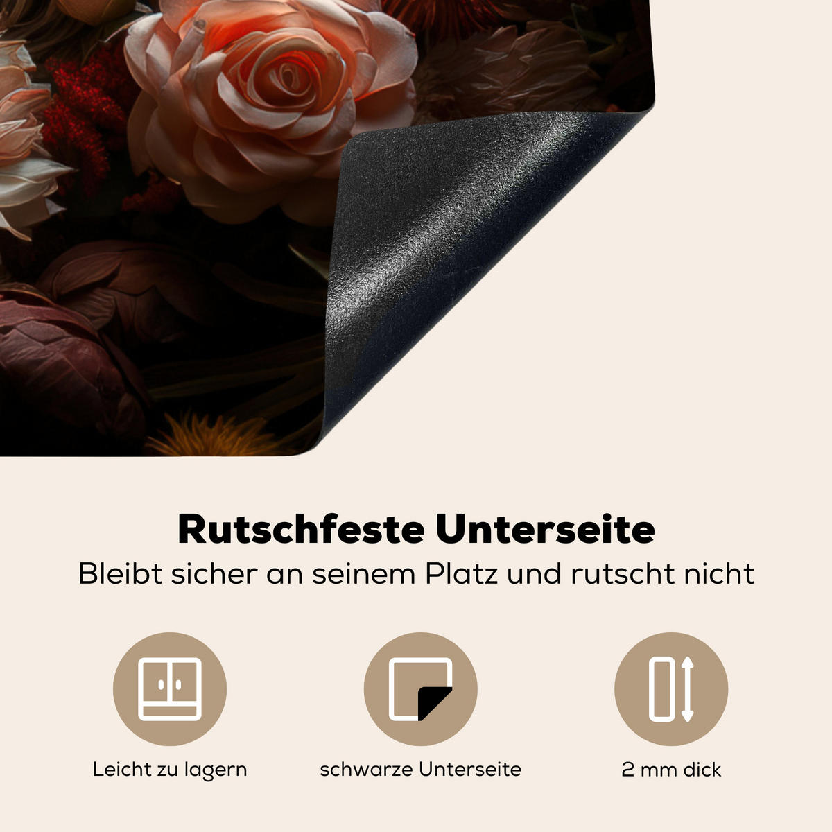 HERDABDECKPLATTE Tiger - Tier - Natur - Floral - Botanisch Induktionsmatte 78x78 cm - Orange, Kunststoff (78/78/0.2cm) - MuchoWow