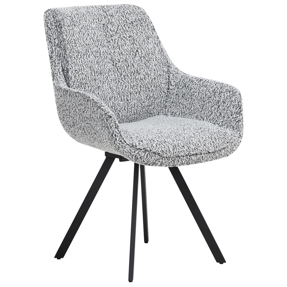ESSZIMMERSTUHL drehbar Bouclé Schwarz/Weiß Marcellus - Weiß, Textil (59/87/60cm) - Beliani