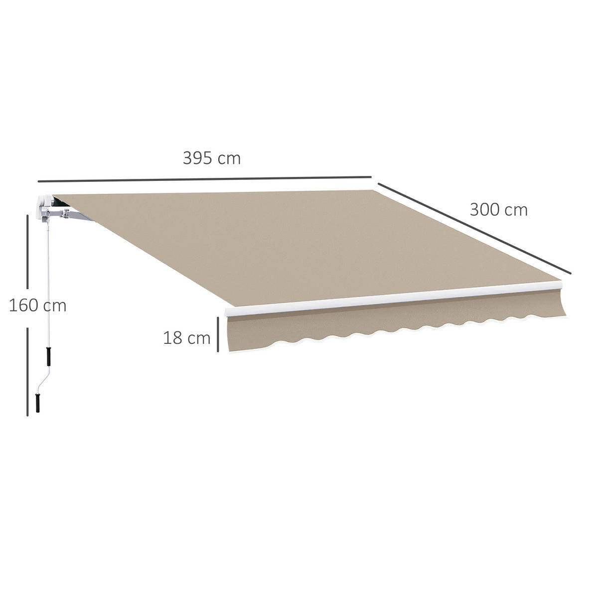 GELENKARMMARKISE, Aluminium, Beige - Beige, Metall (300/160/395cm) - Outsunny