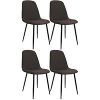 ESSZIMMERSTUHL 4er Set Stoff Braun - Schwarz/Braun, Textil/Metall (45/88/54cm) - CLP