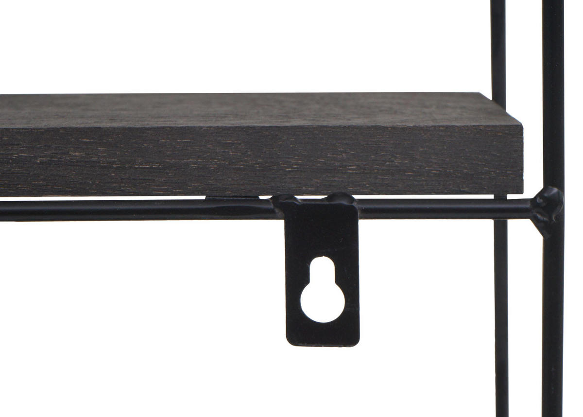 WANDREGAL rund 45x45x11cm 4 Regalböden Metall Massiv-Holz Industrial Dunkelgrau - Grau, Holz (45/45/11cm) - BERLINLODGE