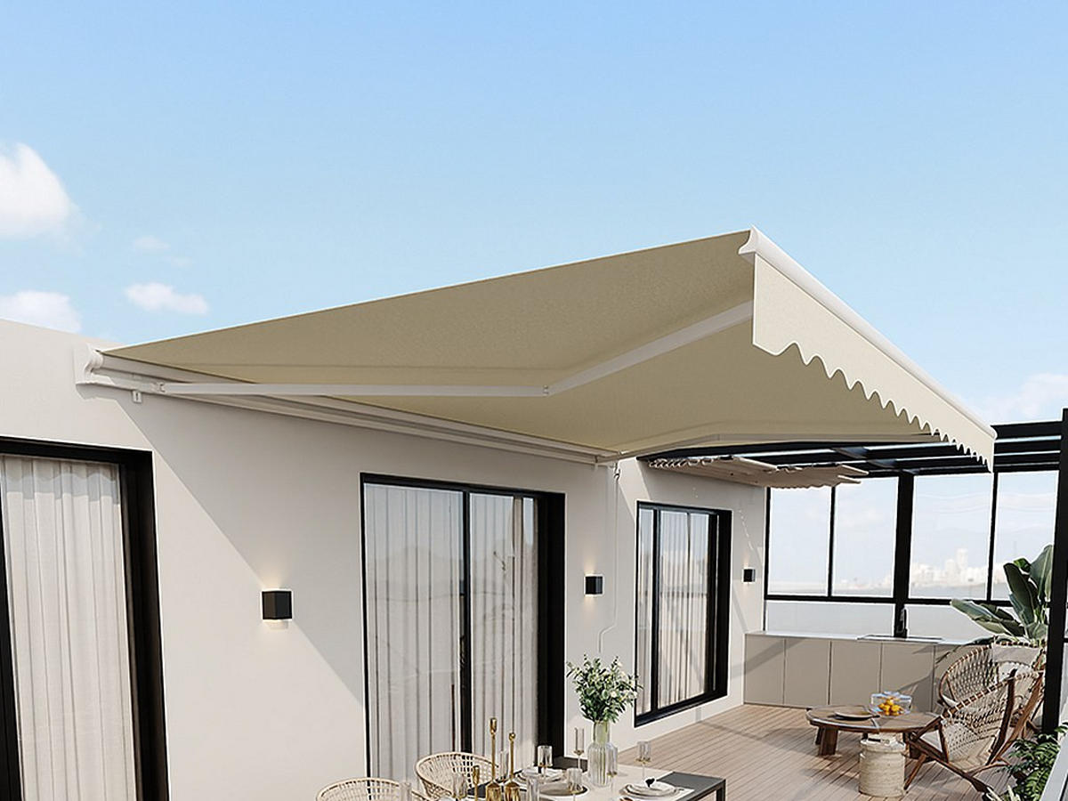 SONNENDACH - 500 cm x 300 cm - Stoff, Metall, Stoff - Beige, Weiß - COFANA - Beige/Weiß, Textil (500/14/300cm) - Vente-Unique