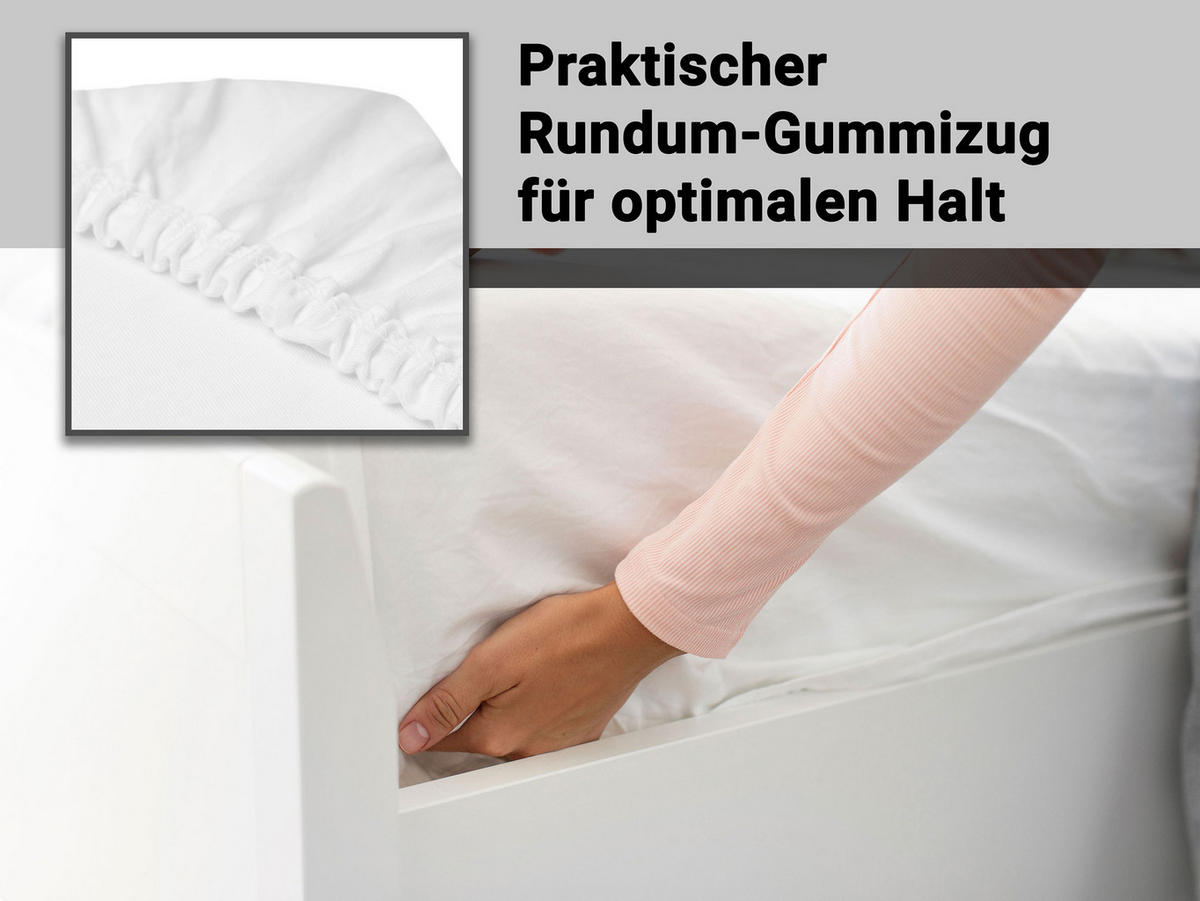 SPANNBETTLAKEN, 160x200 cm, 80% Baumwolle, 20% Polyester, Weiß - Weiß, Naturmaterialien (160/200cm) - Zollner