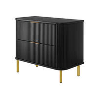 BADEZIMMERSCHRANK : Farbe Schwarz, Griff gold, Füße gold, 80 x 41,5 x 66,7 cm - Goldfarben/Schwarz, Holzwerkstoff (80/66.7/41.5cm) - 3XE LIVING