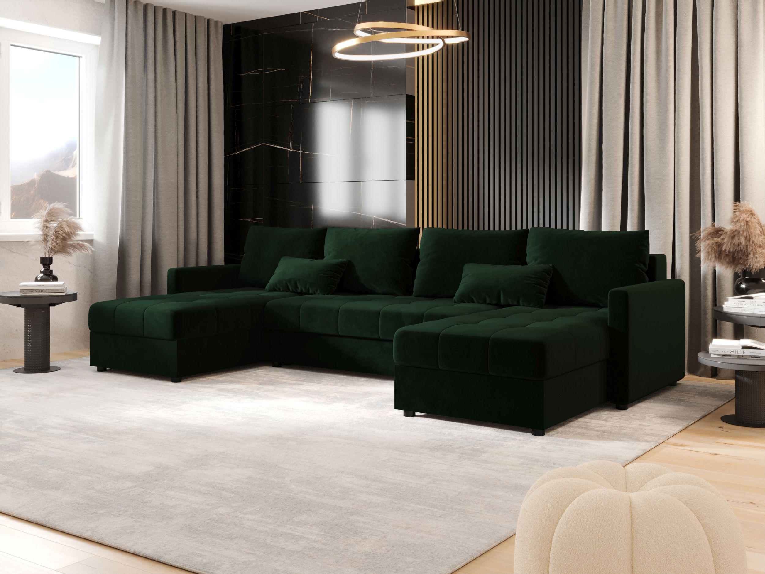 ECKSOFA MOS U BIS Itaka 10 mit Schlaffunktion - Dunkelgrün, Textil (285/85/140cm) - Bedante
