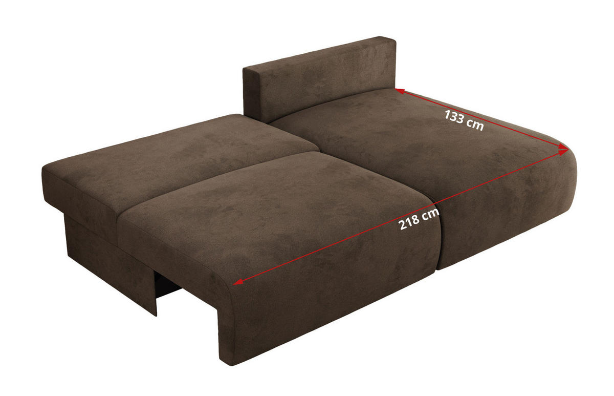 ECKSCHLAFSOFA VIVO L Braun Velvet - rechts - Schwarz/Braun, Kunststoff/Textil (150/223cm) - MKS