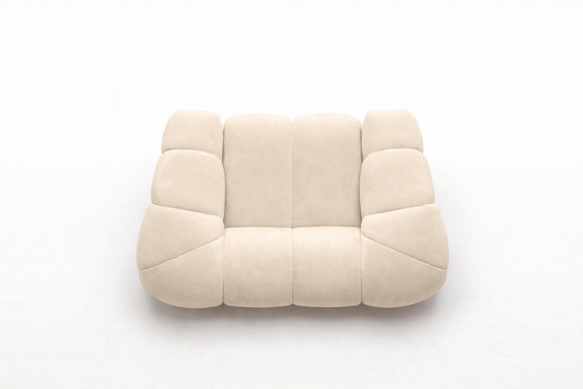 SESSEL modular, Veloursstoff Bluvel, Creme, CROISSANT - Creme, Holz (168/72/115cm) - Kaiser Möbel