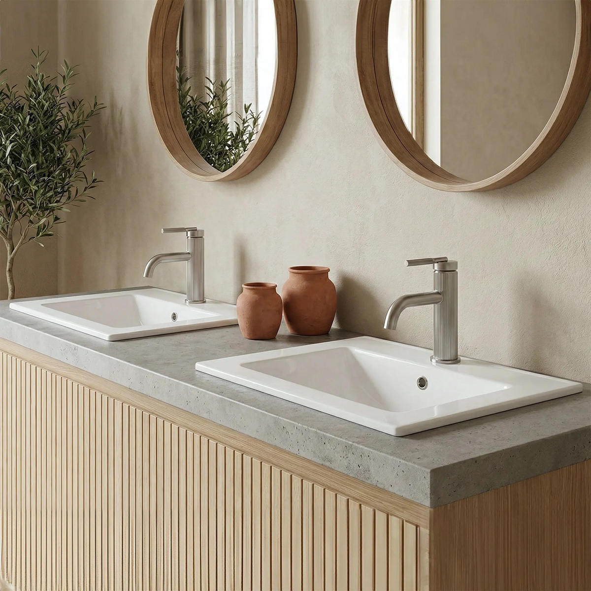 EINBAUWASCHBECKEN Rea Dafne 60 - Weiß, Keramik (46.5/17/61.5cm) - REA