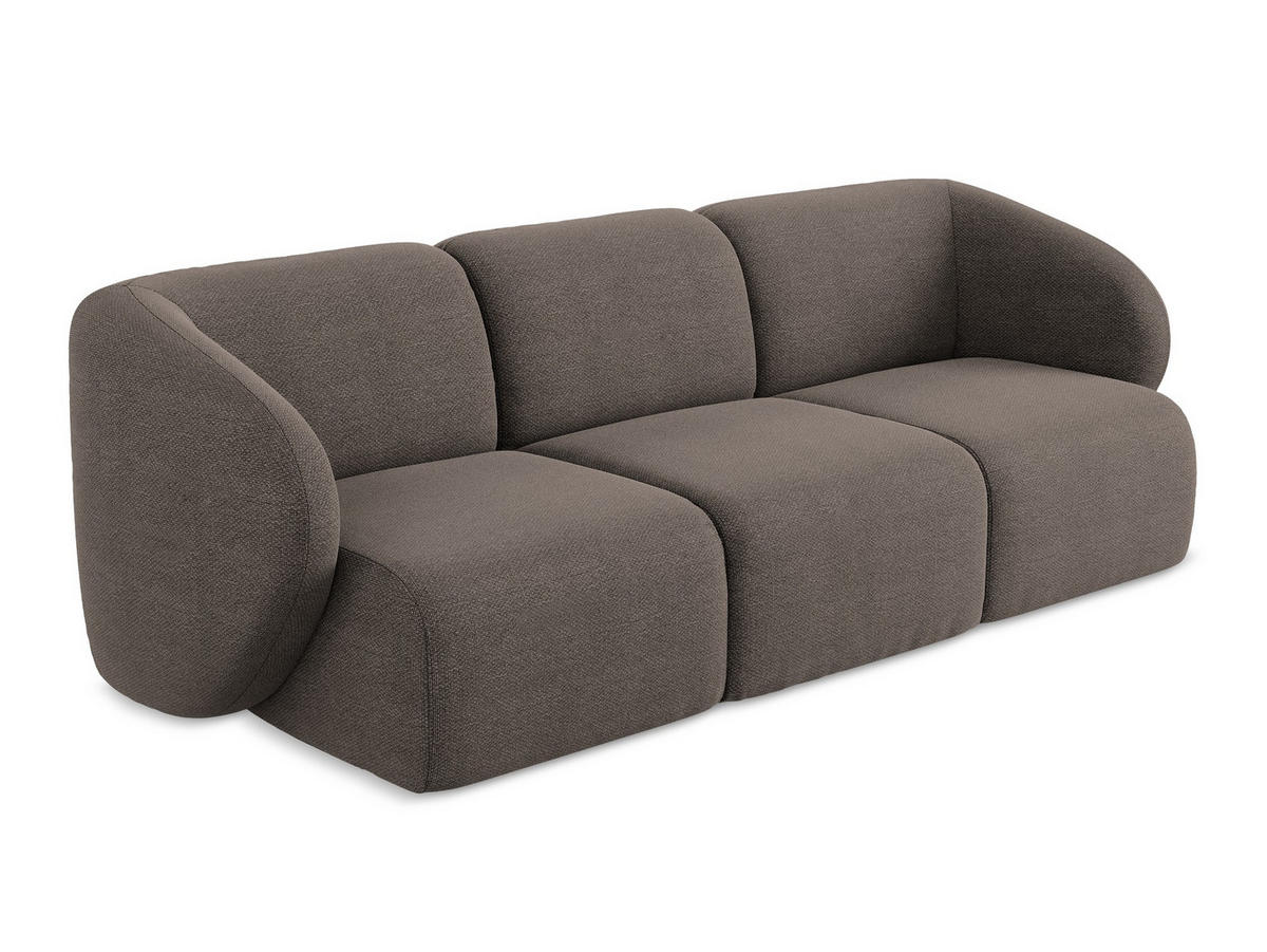 3-SITZER SOFA Bouclé Stoff Braun - Schwarz/Mokka, Holzwerkstoff/Kunststoff (244/75/94cm) - Makamii