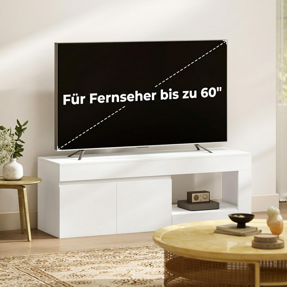 TV-LOWBOARD Spanplatte Weiß - Weiß, Holzwerkstoff (40/48/140cm) - HOMCOM