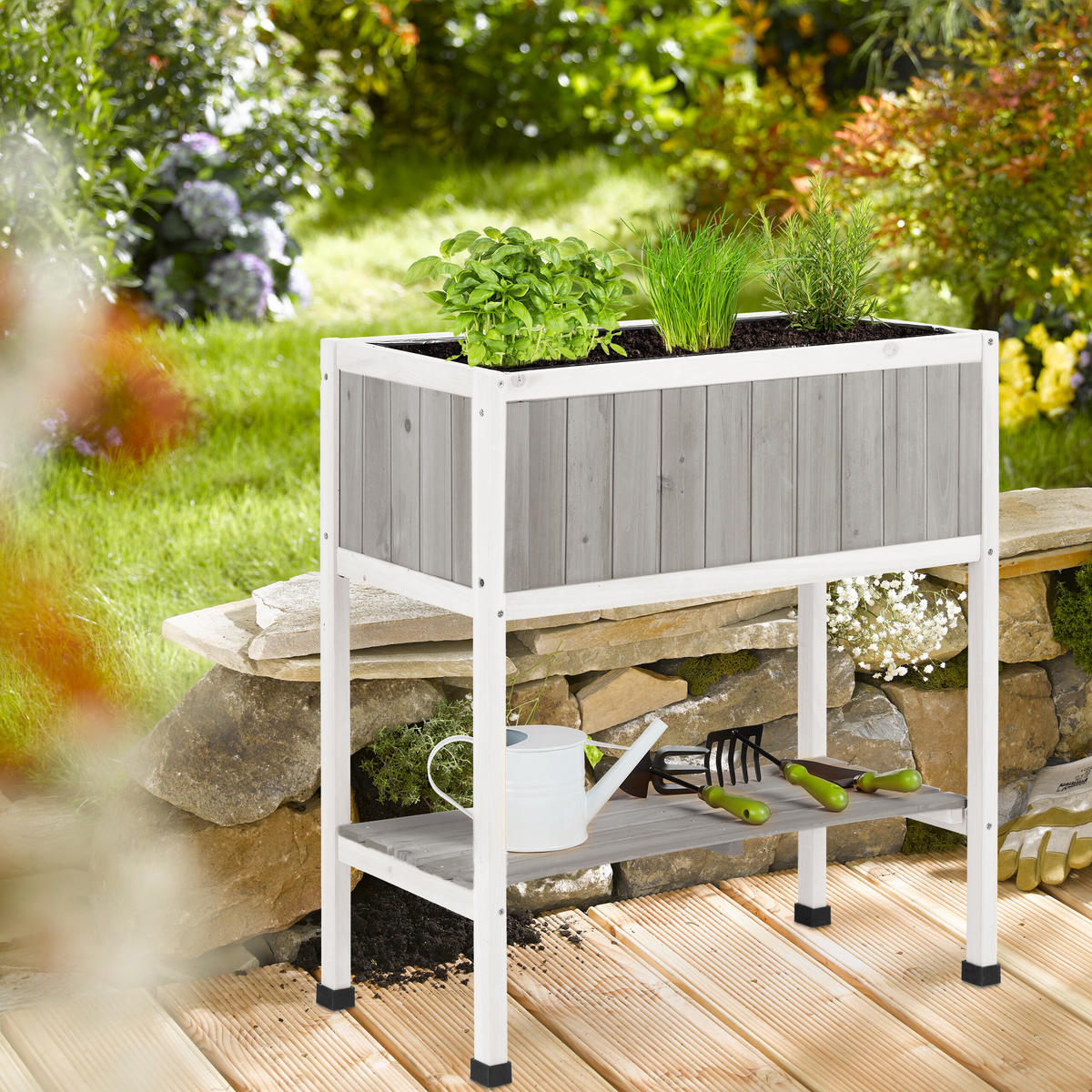 HOCHBEET - Multicolor, Holz/Kunststoff (74/80.5/38cm) - Relaxdays