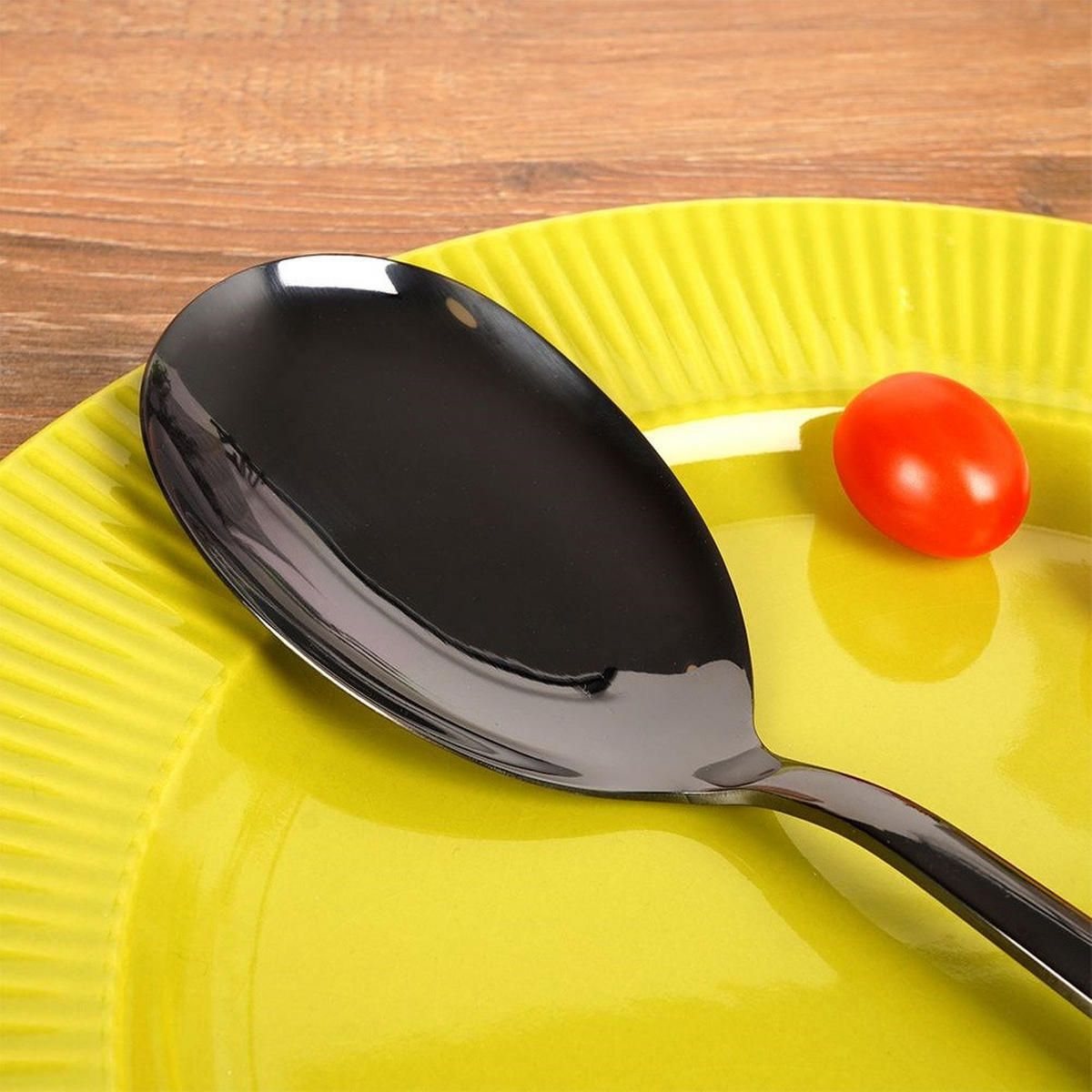 SALATLÖFFEL Stahl 25 cm Schwarz - Schwarz, Metall - Orion 