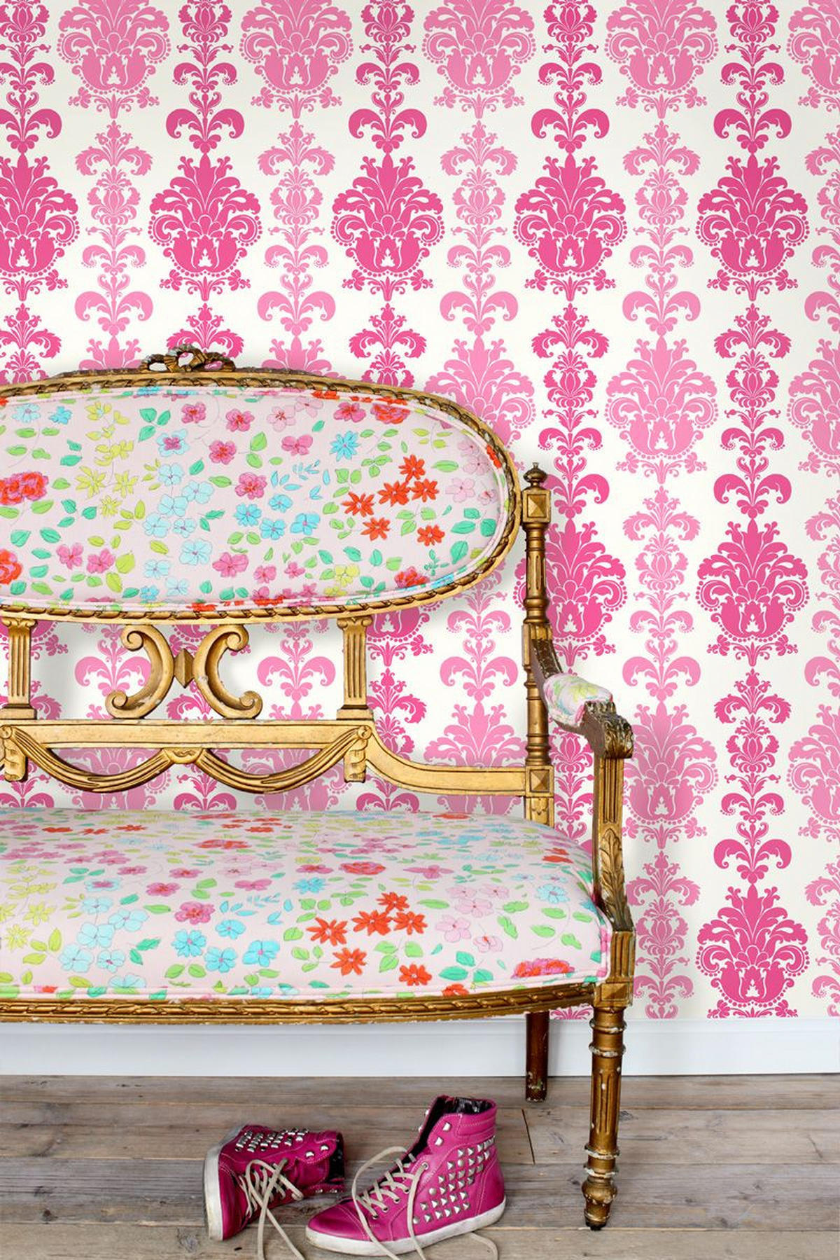 TAPETE Barockmuster 53 cm x 10.05 m - Pink, Papier (53/0.1cm) - ESTAhome