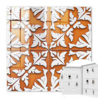 SCHLÜSSELBOX Weiß 30x30 cm – Türöffnung nach rechts - Pflanzenmotiv - Orange, Metall (30/30/5cm) - TULUP