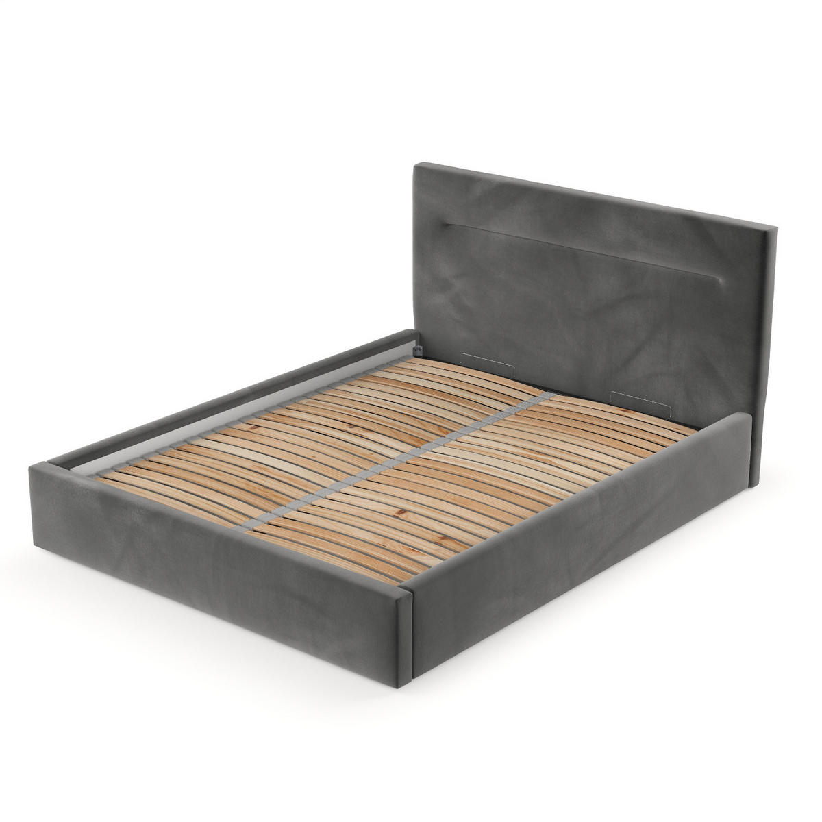 POLSTERBETT Liline 160/200 cm Grau im Kronos Stoff - Schwarz/Naturfarben, Holz/Holzwerkstoff (160/200cm) - AltaBeds