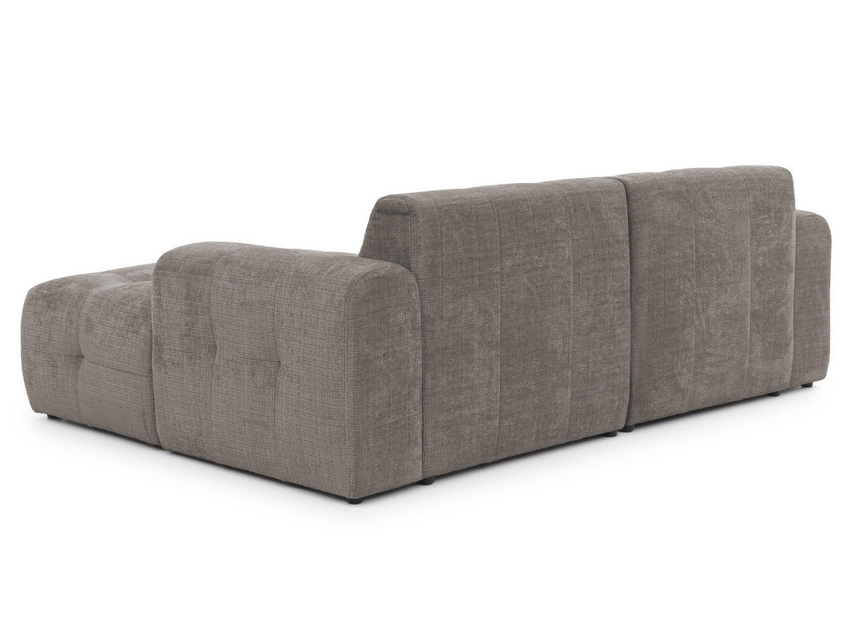 ECKSOFA Kozy im Bumpy-Design mit fester Rückenlehne aus weichem Taupe Chenille-Stoff - Ottomane rechts - Taupe/Schwarz, Holz/Kunststoff (234/161cm) - S-Style Möbel