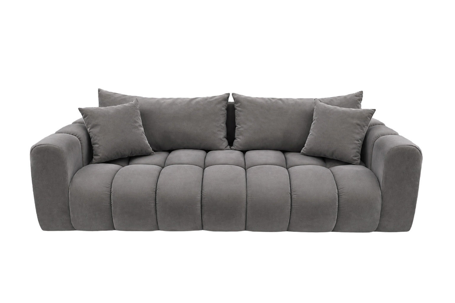 ROZKLÁDACÍ POHOVKA s úložným prostorem, velurová tkanina Bluvel, Popelavě šedá, COSMOPOLITAN - světle šedá, dřevo (240/97cm) - Kaiser Möbel