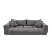 ROZKLÁDACÍ POHOVKA s úložným prostorem, velurová tkanina Bluvel, Popelavě šedá, COSMOPOLITAN - světle šedá, dřevo (240/97cm) - Kaiser Möbel