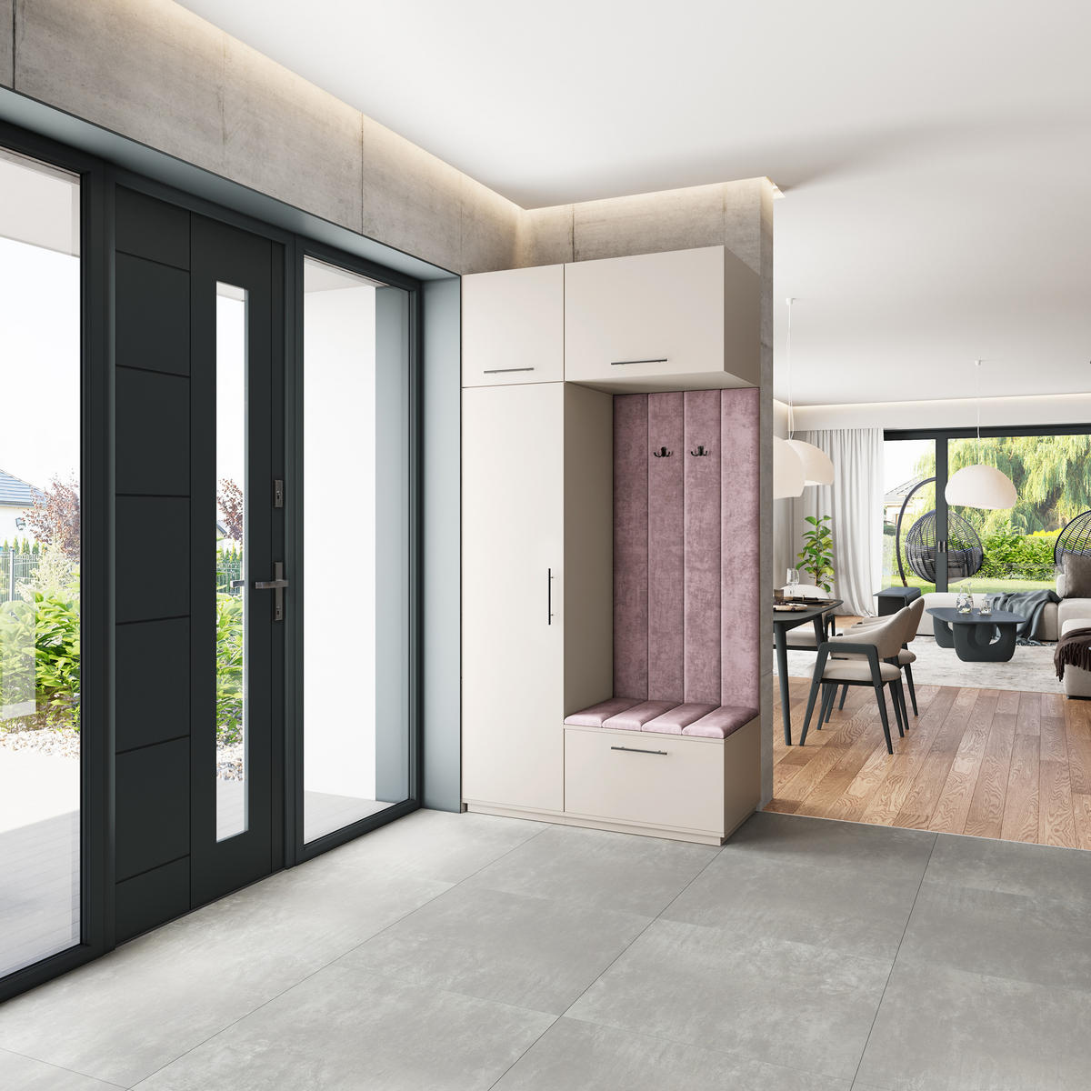 GARDEROBENSCHRANK REMA 120/240/60 cm Modern Garderobe-Set Kaschmir - Kaschmir/Lila, Holzwerkstoff (120/240/60cm) - MASSENO